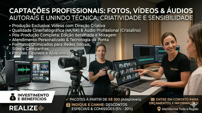 Produção Audiovisual Completa - Fotógrafo, Filmmaker & Videomaker