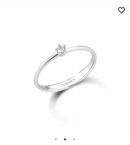 ANEL SOLITÁRIO VIVARA OURO BRANCO 18K COM DIAMANTE - NOVO