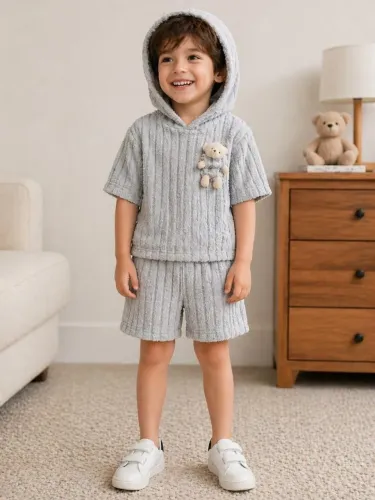 Conjunto Infantil Verão Short E Blusa Urso Importado Semi Novo