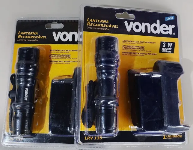 2 Unid. Lanterna Recarregável Vonder.