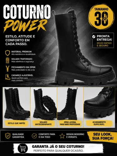 Bota Coturno, Tratorado Cano Longo Alto, Um modelo que combina estilo e conforto.