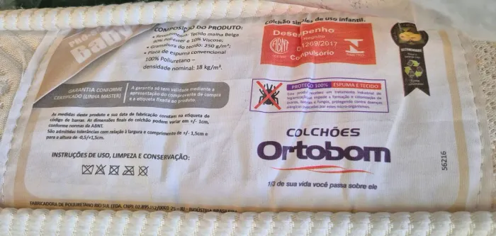 Colchão infantil de berço 130x70cm 