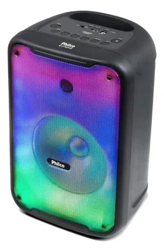 Caixa amplificada Philco 250wRMS, Bluetooth, USB, SD Card, auxiliar, rádio FM, TWS, Luzes