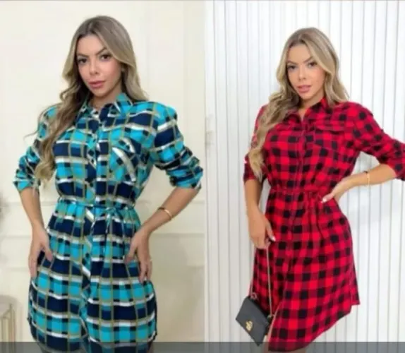 Vestido xadrez novo .. com amarração na cintura. G