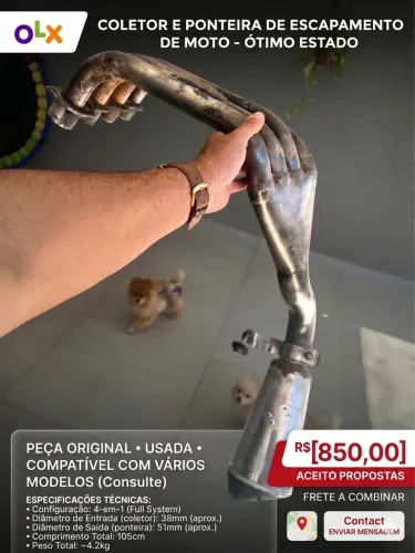 Escapamento Esportivo Full 4x1 + Ponteira (Hornet, XJ6, CB650)