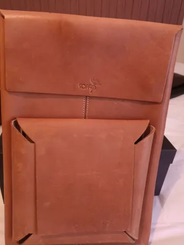 Mochila de couro para notebook 