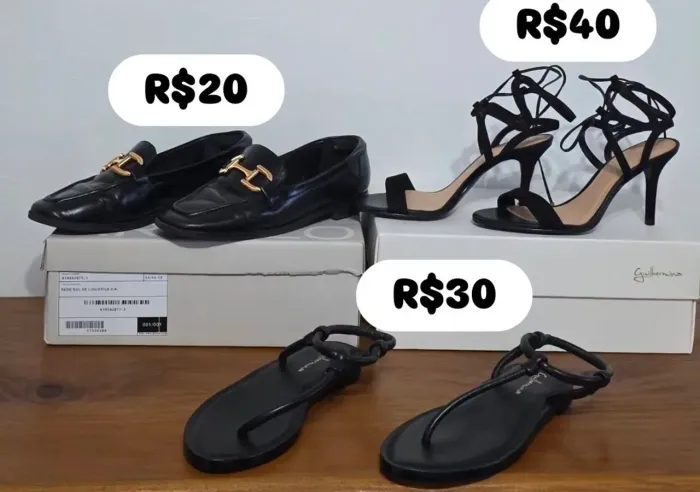 Calçados femininos n 34 (2 novos e 1 usado) marcas Arezzo e Guilhermina 