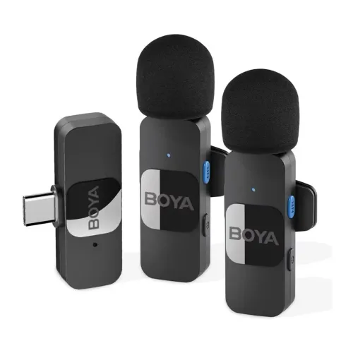 Microfone de lapela duplo Boya tipo C