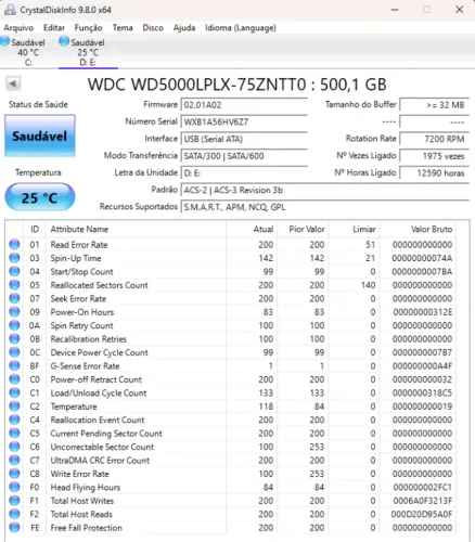 HD 500GB 2.5" Sata 7200rpm
