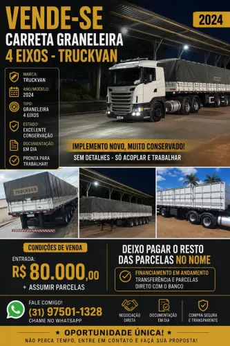 VENDO CARRETA GRANELEIRA 4 EIXOS TRUCKVAN - ANO 2024