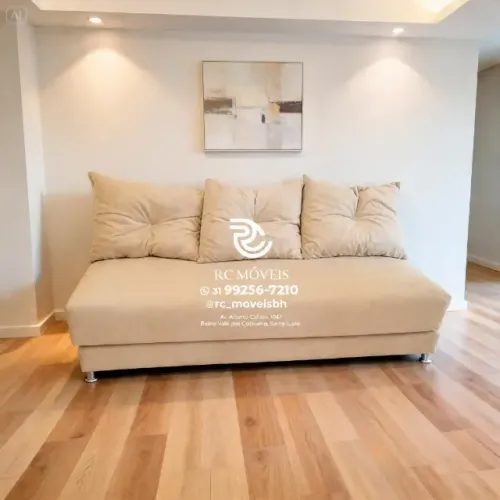 Sofá Cama Bicama 1,70m Suede Cinza D33 Compacto e Funcional Durável