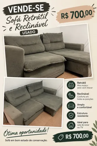 Sofá retrátil e reclinável usado