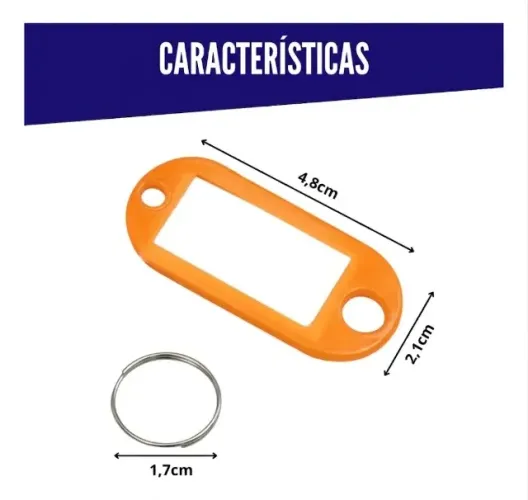 chaveiro com etiqueta organizador com 50 unidades cor laranja bm-f4154