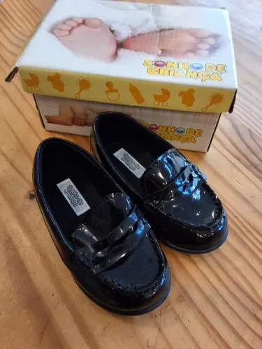 Sapato preto 21 para batizado ou festa menino