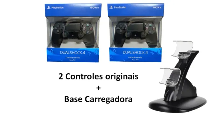 2 Controles de PS4 Originais + Base Carregadora