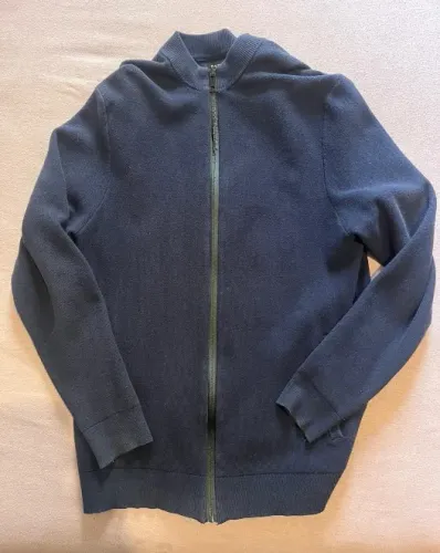 Moletom Zara Azul Marinho Estilo Jaqueta com Zíper
