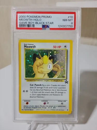 Pokémon Meowth Holo Promo Game Boy 2000 Graduada PSA 8