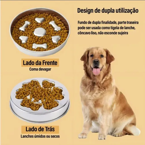 Comedouro lento pet inox