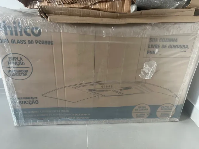 Coifa Philco Glass 90cm Dupla Função Nova com Vidro Quebrado