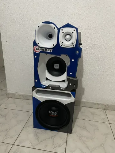 Som quadriway 12 polegadas completo com modulo, fonte e toca cd com bluetooth