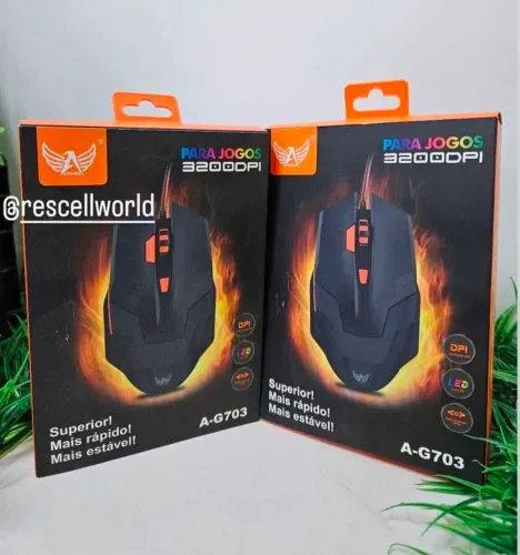Mouse Gamer Led RGB com fio 3200DPI.