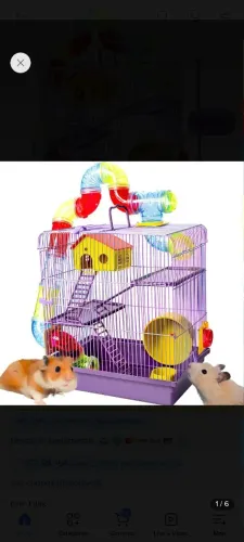 Gaiola hamster 3 andares completa com casinha e roda.