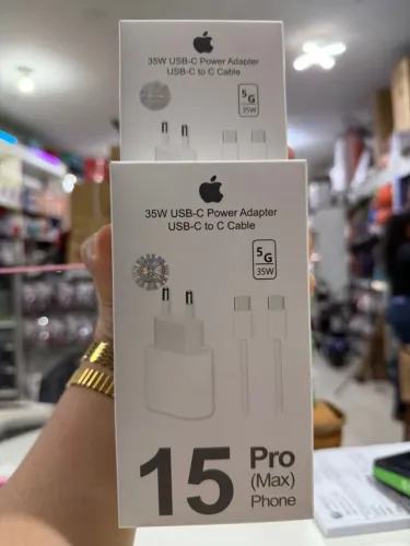 Fonte Carregador iPhone 15 Pro Max Tipo C 35W Completo