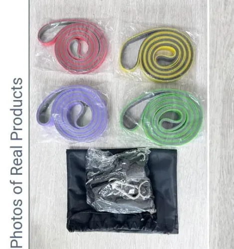 Kit de 4 Elásticos e 6 Acessórios para Exercícios Físicos 