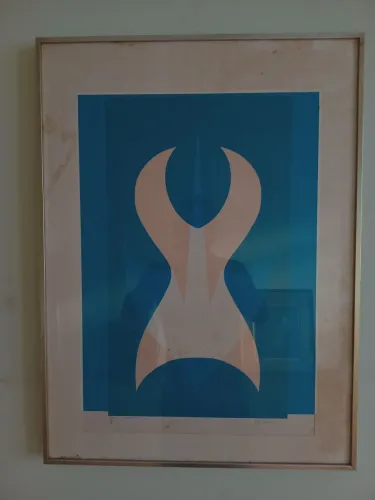 Quadro Azul Desenho Formas de Corpo