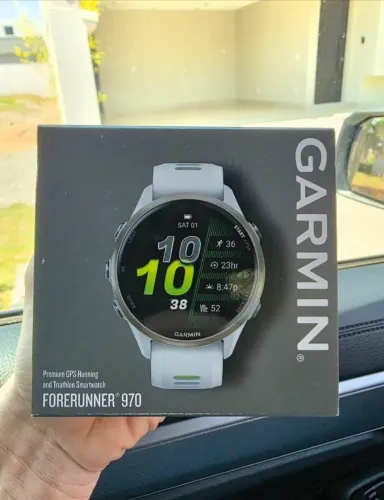 Relógio Garmin Forerunner 970 Branco 47mm amoled Saphira novo