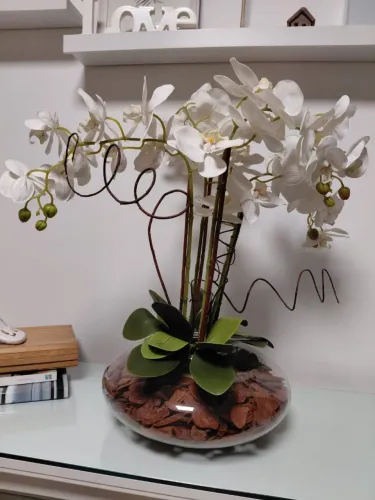 Vaso de orquídeas branca luxo