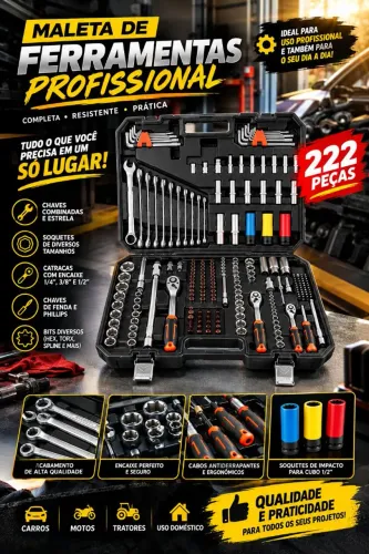 Maleta de ferramentas profissional com 222