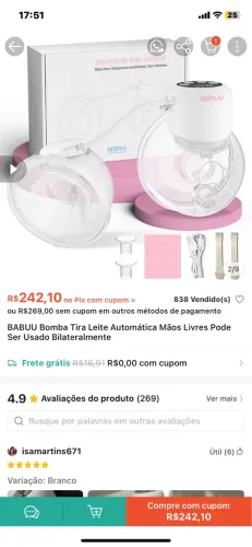 Bomba de tirar leite elétrica