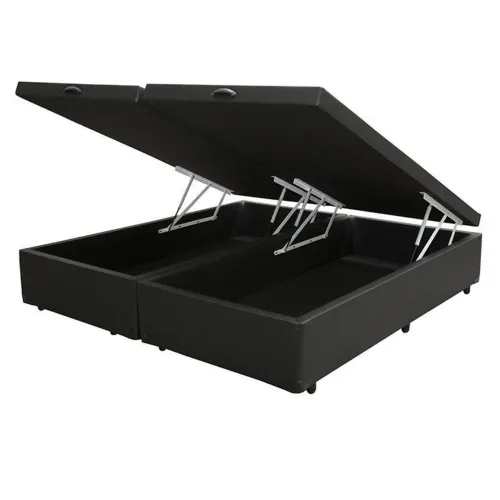 Base Box Queen Bau Corino Preto tt98 OFERTA 