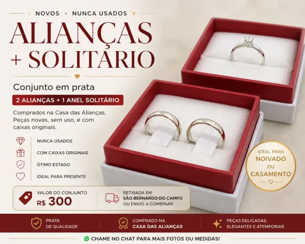 Alianças + Solitário Novos com Caixa | Casa das Alianças