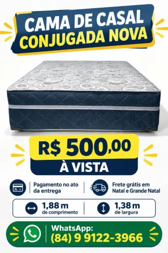 Quarto renovado com uma linda cama de casal nova, entrega grátis em Natal e grande Natal.
