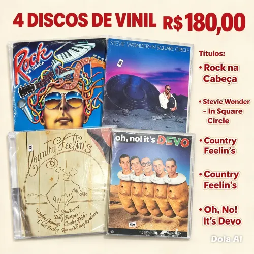 Lote de quatro discos de vinil sendo um duplo que dá o total de 5 em ótimo estado não
