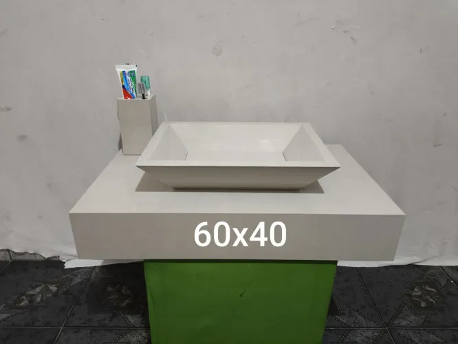?Pia Esculpida Porcelanato Banheiro 60x40 Luxo