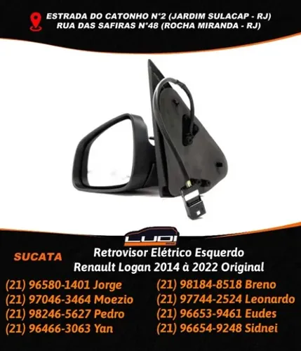 Retrovisor Elétrico Esquerdo Renault Logan 2014 à 2022 Original