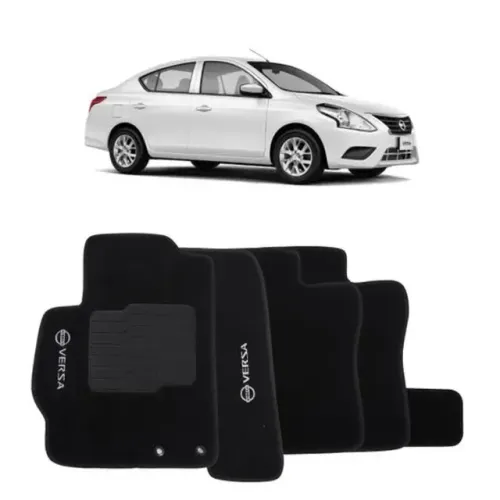 Tapete Carpete Nissan Versa 2017 à 2022 - Preto 5 Peças - Ecotap