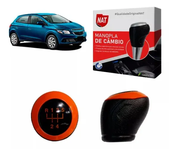 Manopla de Câmbio Chevrolet Onix 2013 Até 2019 - Aro Laranja