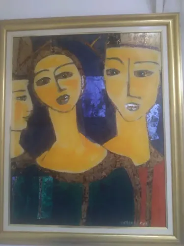 Quadro Gregory Fink folhas de ouro e prata