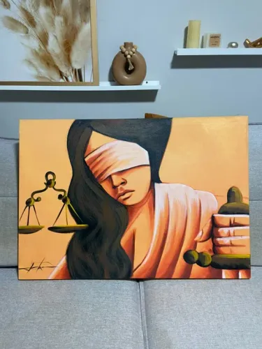 Quadro Têmis/Direito/Balança com pintura de tinta a óleo para decorar seu escritório!