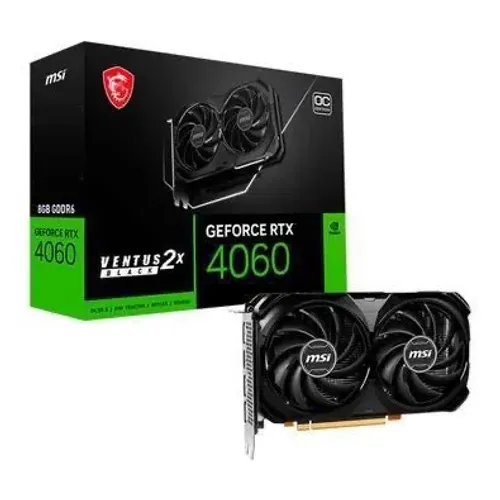 Placa de Vídeo RTX 4060 VENTUS 2x Black OC MSI NVIDIA GeForce, 8GB GDDR6, DLSS, Ray Tracin