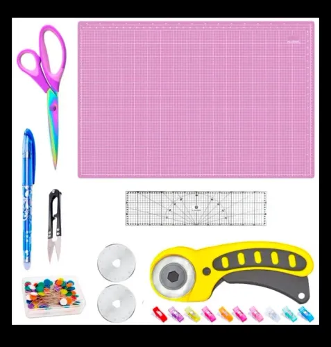 Kit Base De Corte 90x60 Régua 60 Cortador Tesoura Mini Clips Patchwork Scrapbook