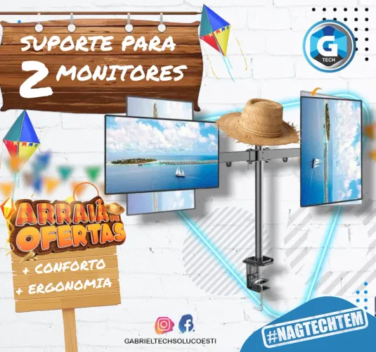 Suporte De Mesa Duplo Articulado Para Monitores De 10 A 27 Pol - Gtech