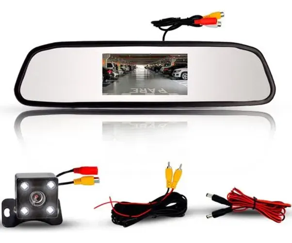 Kit espelho retrovisor com tela e camera de ré