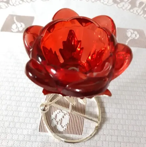 Enfeite Ornamental em Vidro Rosa Vermelha