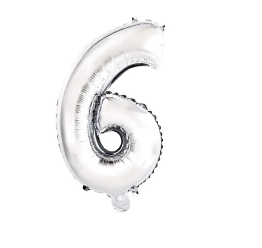 Balão Metalizado Numeros Ballon 16" 40cm  Letter Wb Cn499 - Numero 6