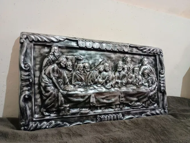 Quadro Santa Ceia gesso 3d